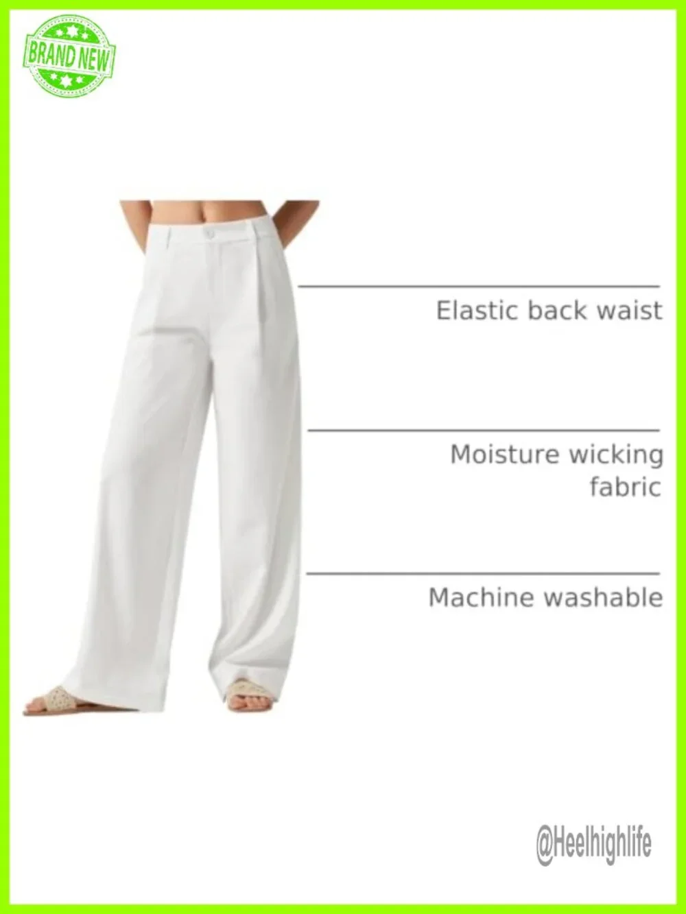 Women's Linen Pants Wide Leg Work Dress Pants Casual Slacks with Pockets